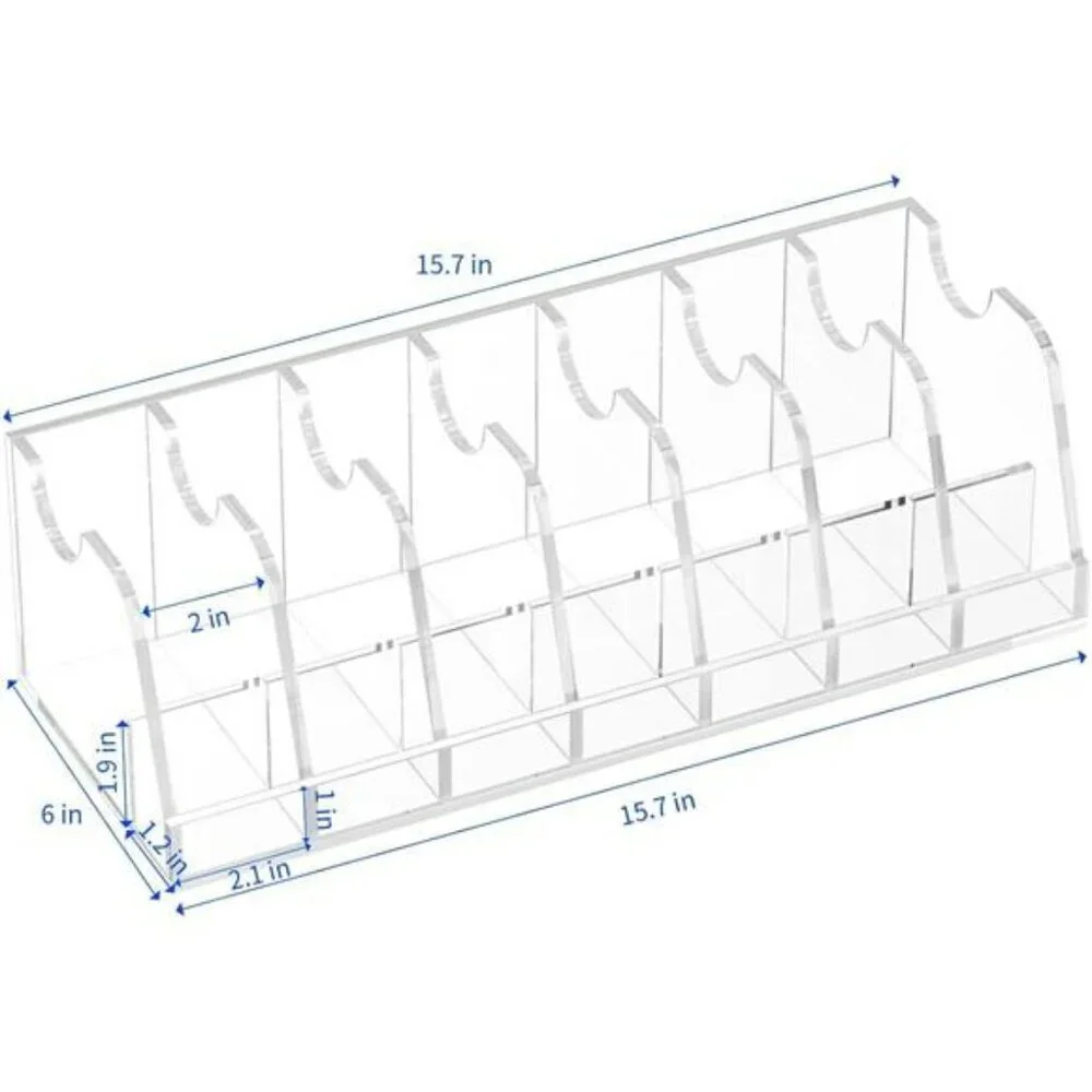 Acrylic Belt Organizer Holder Clear Belt Storage Case with 7 Compartments Stand